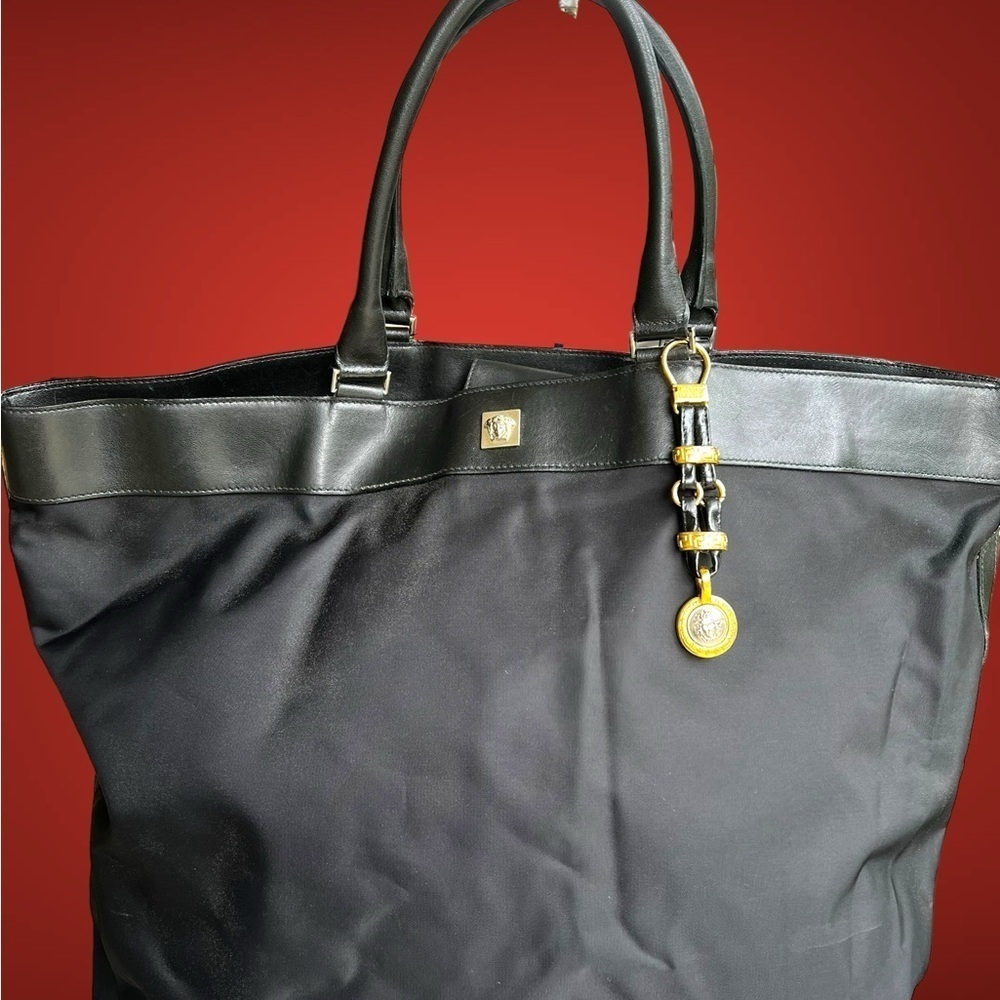 Large Versace nylon and Leather Tote